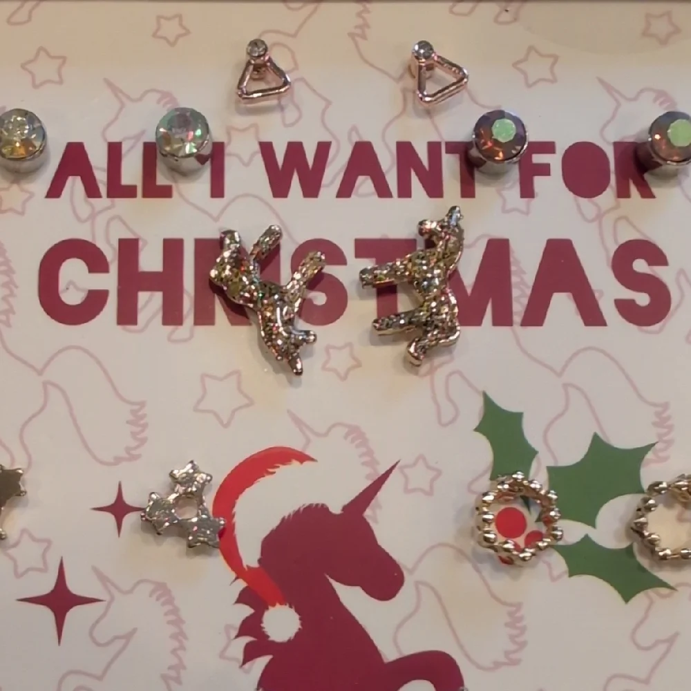Festive Christmas Unicorn Earring Set